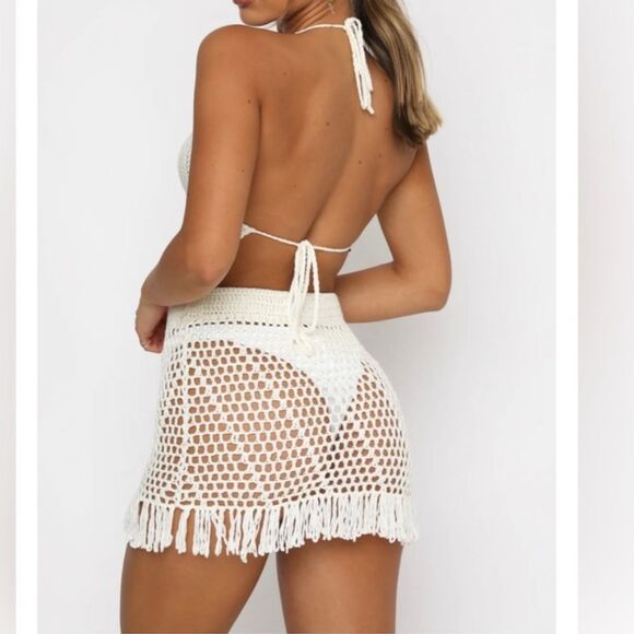 White fox private island Crochet Halter Top and Skirt Set - Picture 5 of 7